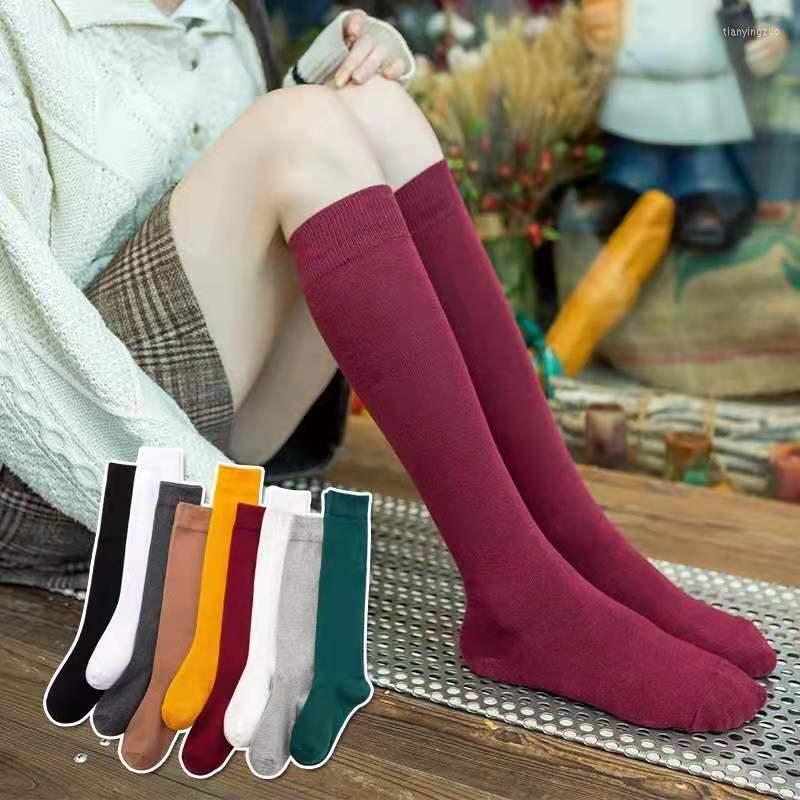 

Women Socks Summer Female Calf Knee-high Jk Thin Leg Pure Color Cotton