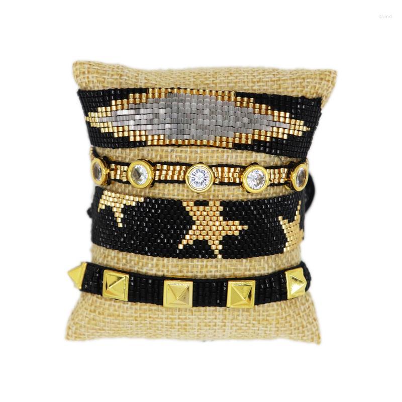 

Strand ZHONGVI Handmade Woven Bracelet For Men Adjustable Rivet Jewellery Fashion Miyuki Bead Jewelry High Quality Pattern Bracelets