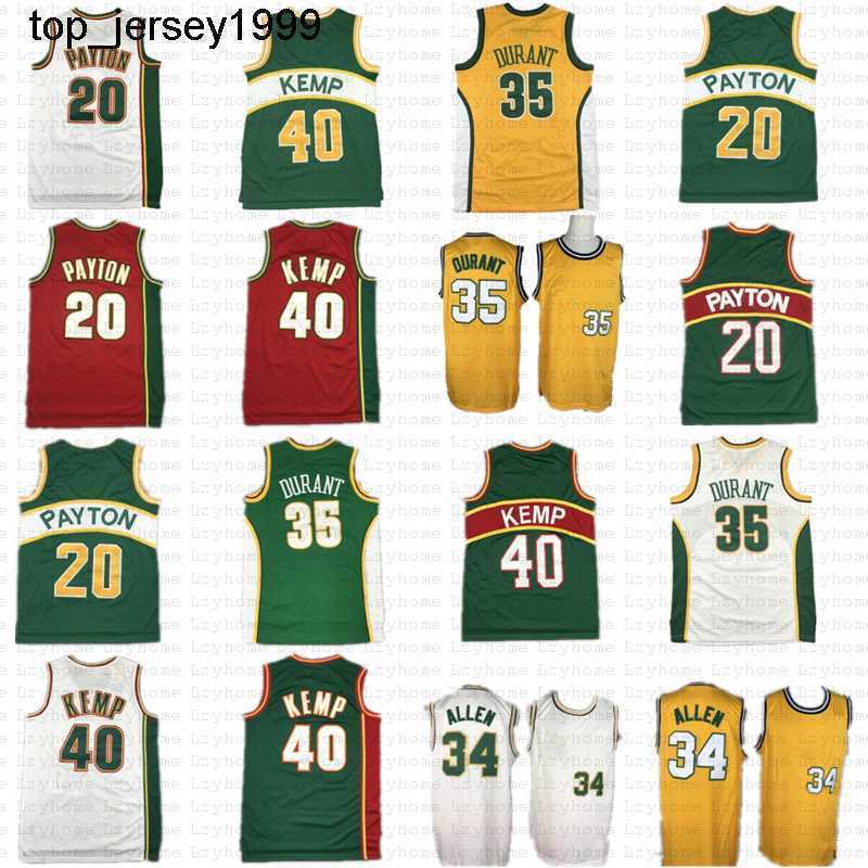 

Vintage 35 Kevin Durant 20 Gary Payton Basketball Jerseys 40 Shawn Kemp 34 Ray Allen Seattles Green White SuperSonic Reteo Jersey Mesh Shirt, Mens