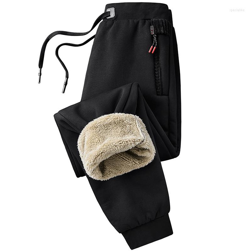 

Men's Pants Winter Zip Pockets Mens Joggers Sweatpants Black Grey Thick Warm Fleece Male Casual Thermal Track Trousers Big Size 8XL