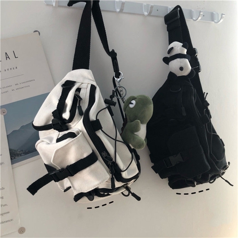 

Evening Bags Harajuku Techwear Canvas Sling Bag Gothic Crossbody For Women Handbag Purses And Handbags Bolsas Feminina Shoulder Frog 221010, White