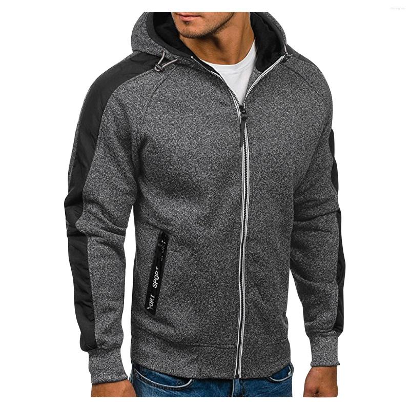 

Men's Hoodies 2022 Mens Zipper Fashion Casual Male Gyms Fitness Cotton Sweatshirt Sportswear Solid Color #T2G, Black