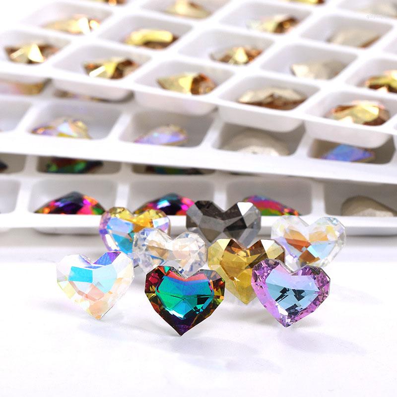 

Nail Art Decorations 6.5x8mm Christmas Heart Crystal Diamond Rhinestones Pointedback Non Fix For DIY 3D Decorati