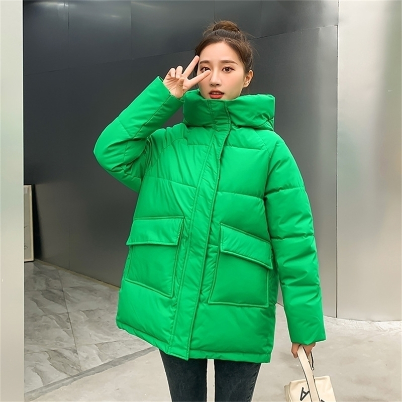 

Womens Down Parkas Autumn Winter Thicken Warm Medium Long Chic Parka Women Casual Sweety Solid Color Big Pocket Loose Hooded Coat Jackets Outwear 221010, Purple