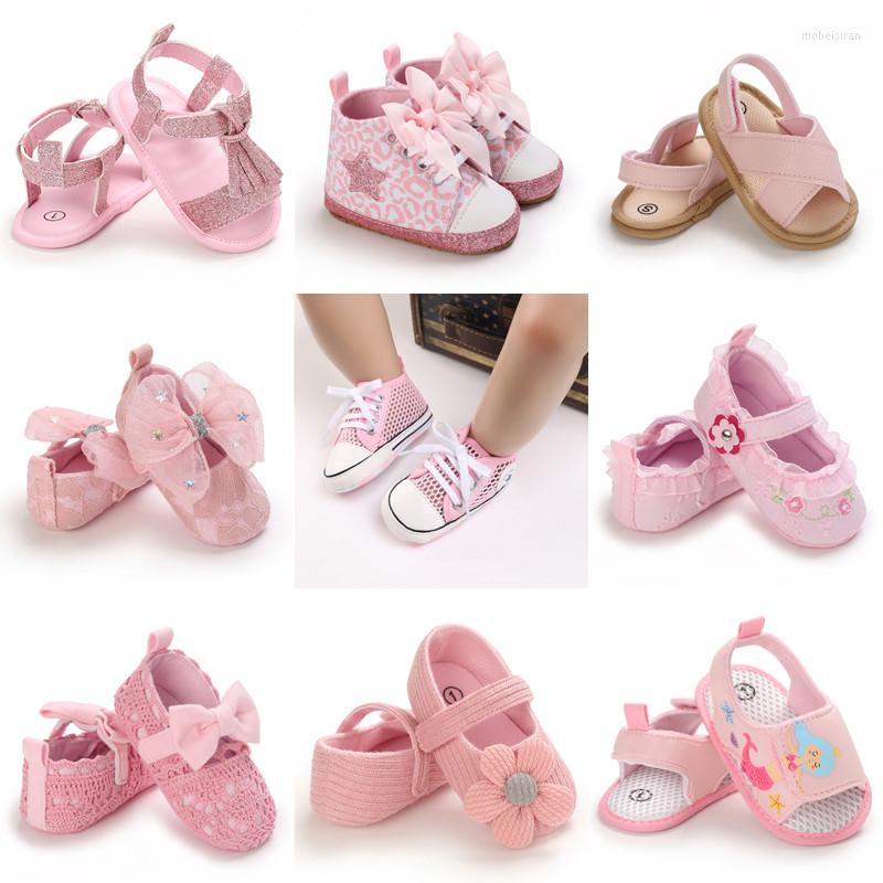 

First Walkers -18M Fashion Born Pink Baby Shoes Non-slip Cloth Bottom For Girls Elegant Breathable Leisure Walking, C-452 pink