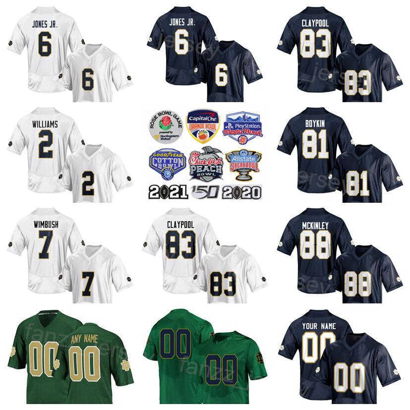 

NCAA College Football 6 Tony Jones Jr Jersey 83 Chase Claypool 2 Dexter Williams 81 Miles Boykin 7 Brandon Wimbush 88 Javon McKinley Navy Blue Green White Embroidery