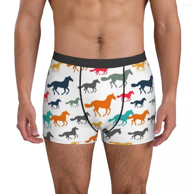 

Underpants Colorful Horses Underwear Cartoon Horse Print Design Boxershorts High Quality Males Breathable Boxer Brief Gift Idea