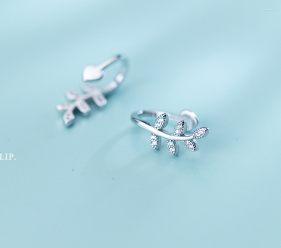 

Backs Earrings 925 Sterling Silver Leaves Branch Ear Cuff A1310