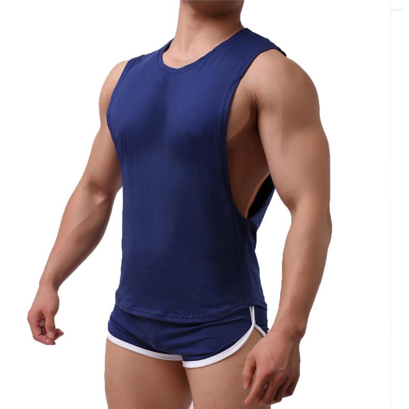 

Men's Tank Tops Mens Sleeveless Cotton Summer Vest Loose Gym Fitness Casual Undershirts Boxers Shorts Underwear Clothes Set, Light blue shorts