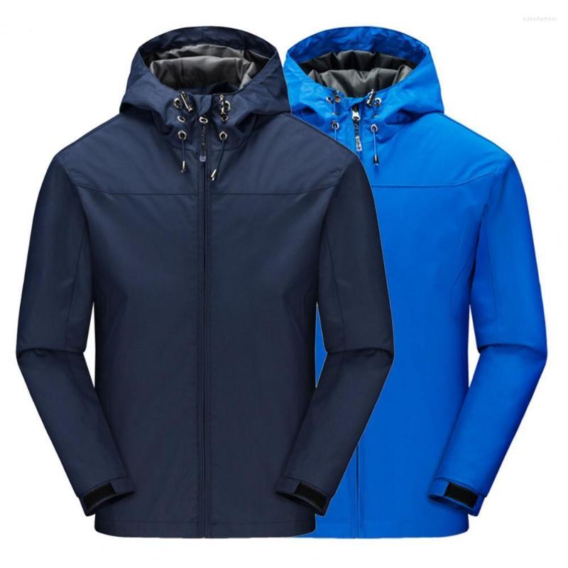 

Men's Down High Quality Sport Wide Application Men Rain Jacket Hooded Windbreaker Casual Wear Resistant, Blue