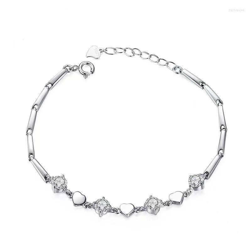 

Link Bracelets Real 925 Sterling Silver Elegant Charm Beautiful Crystal Stone Jewelry Fashion For Women Wedding Factory Price