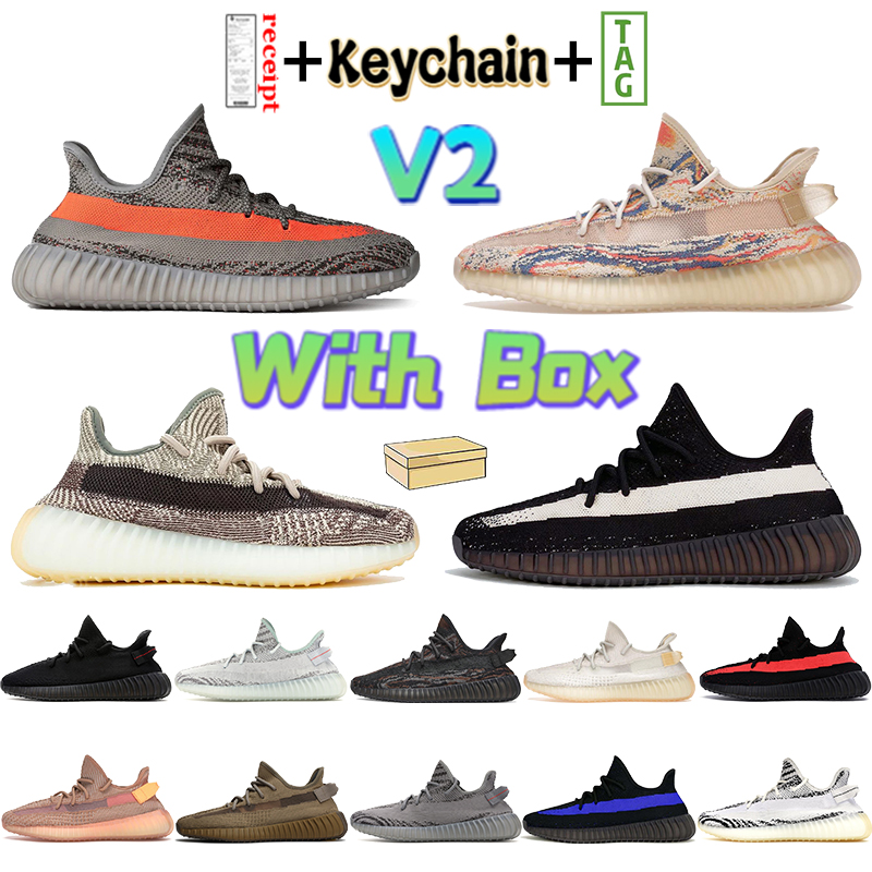 

V2 Running Shoes Men Women Designer Sneakers Beluga Reflective Zebra Clay Cinder Blue Tint Dazzling Blue Sports Shoe Fashion Trainers With Box, Bubble wrap packaging
