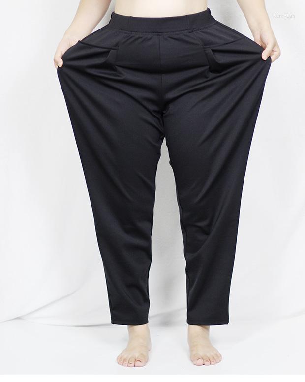 

Women's Pants 6XL 7XL 8XL 9XL Oversized Women Trousers Pockets Elastic High Waist Casual Pencil Harem Pant Black Sweatpants T4490