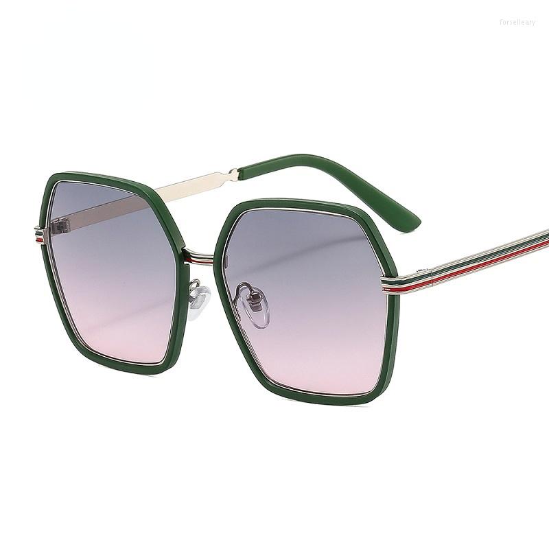 

Sunglasses 2022 Fashion Shield Women Men Gradients Hexagon Lens Alloy Metal Slender Frame Designer UV400