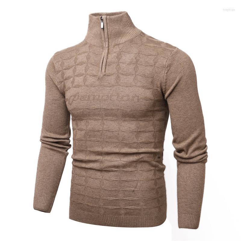 

Men's Sweaters Men's Trendy Pattern Long-sleeved Knitted Sweater Outdoor Stand-up Collar Sports Cardigan -3XL, My014-khaki