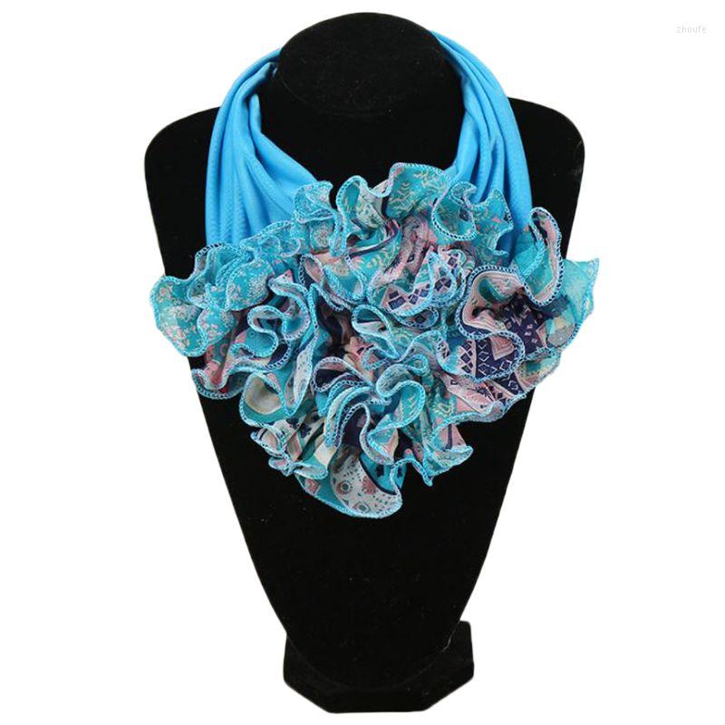 

Scarves Womens Floral Collar Scarf Luxury Flower Printed Neckerchief Ring Neck