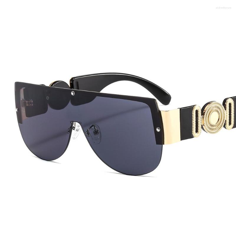 

Sunglasses Rimless Square Women Shield Oversized One-Piece Brand Designer Goggle Men Sun Glasses Vintage Big Shades UV400 Oculos