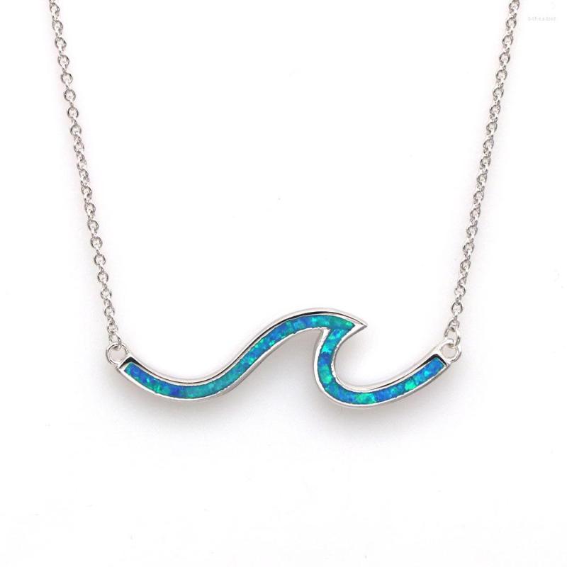 

Choker JZN0018 2022 Blue / White Opal Wave Clavicle Chain Necklaces Ladies Jewelry Gifts