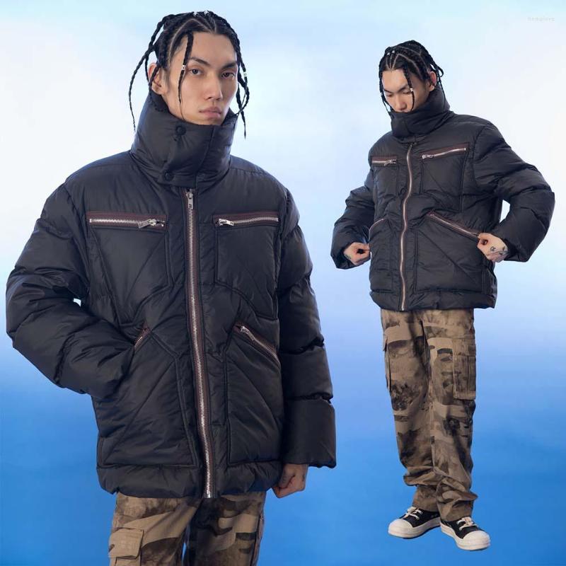 

Men's Down MADEEXTREME Zipper Bubble Coats Men Streetwear Korean Fashion Jacket Winter Warm Parka Clothes Drop, White