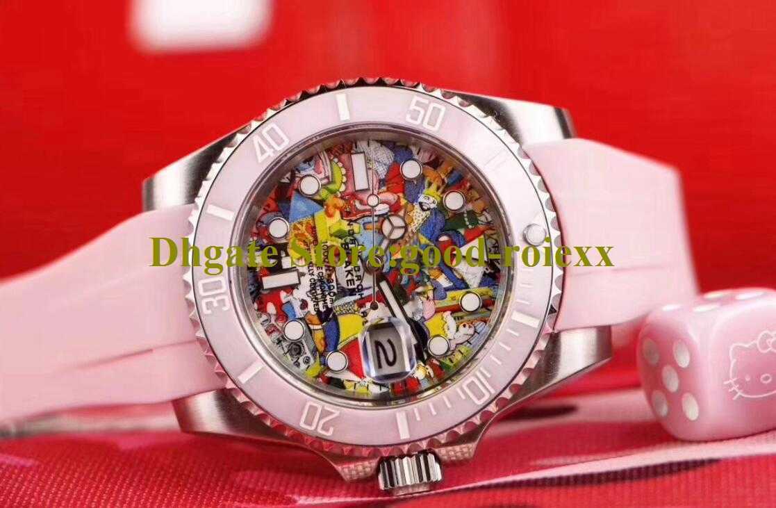 

3 Style 40mm Unisex Crown Watch Mens Automatic Blaken Men Pink Ceramic Bezel Color Mother Pearl Dial Dive Rubber Ladies Oysterflex Watches