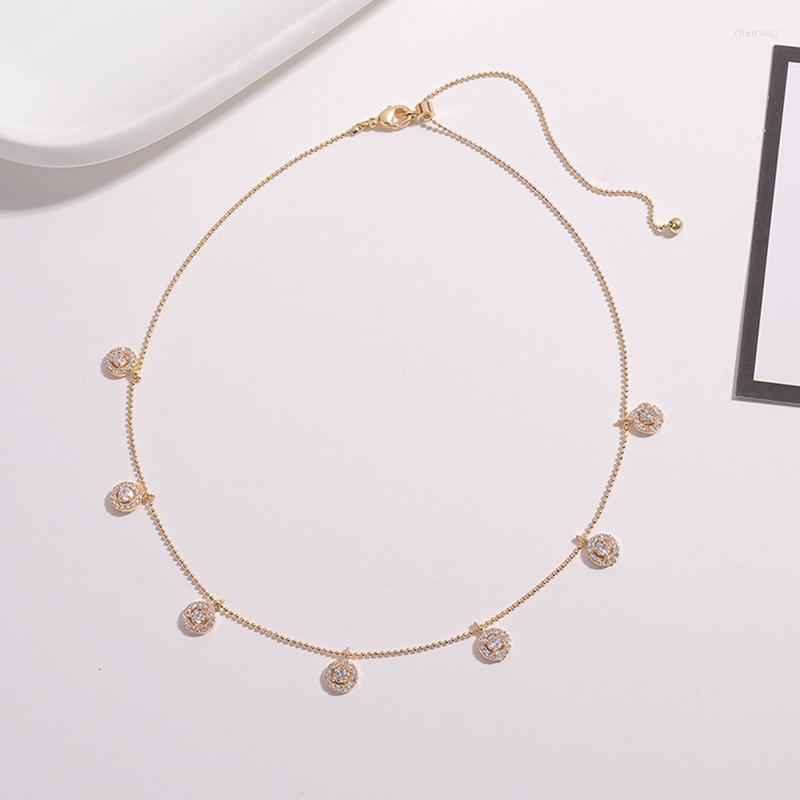 

Choker 2022 Water Drop Tree Leaf Round Multi Pendant Adjustable Woman's Gold Color Necklace Wedding Jewelry