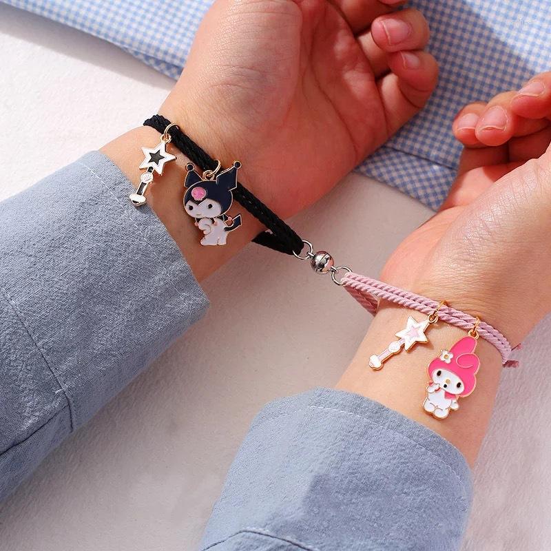

Charm Bracelets 2 Pack Bungee Cord Couple Kawaii Cute Cartoon Men Women Friendship Anime Love Girls Birthday Gift Jewelry