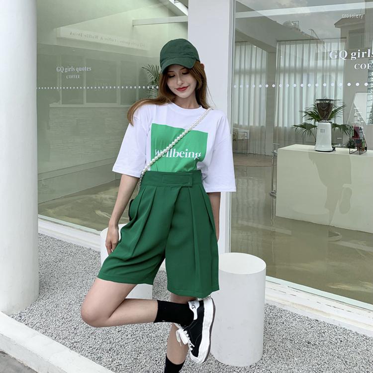 

Women' Shorts Fashion High Waist Women Casual Half Length Sashes Loose Pockets Spring Summer Draped, Black
