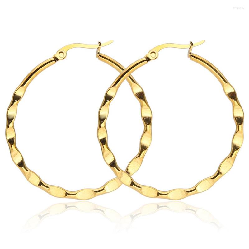 

Hoop Earrings FIREBROS Trends Kpop Circle Round 50mm Big For Women Stainless Steel Earring Gold Silver Color