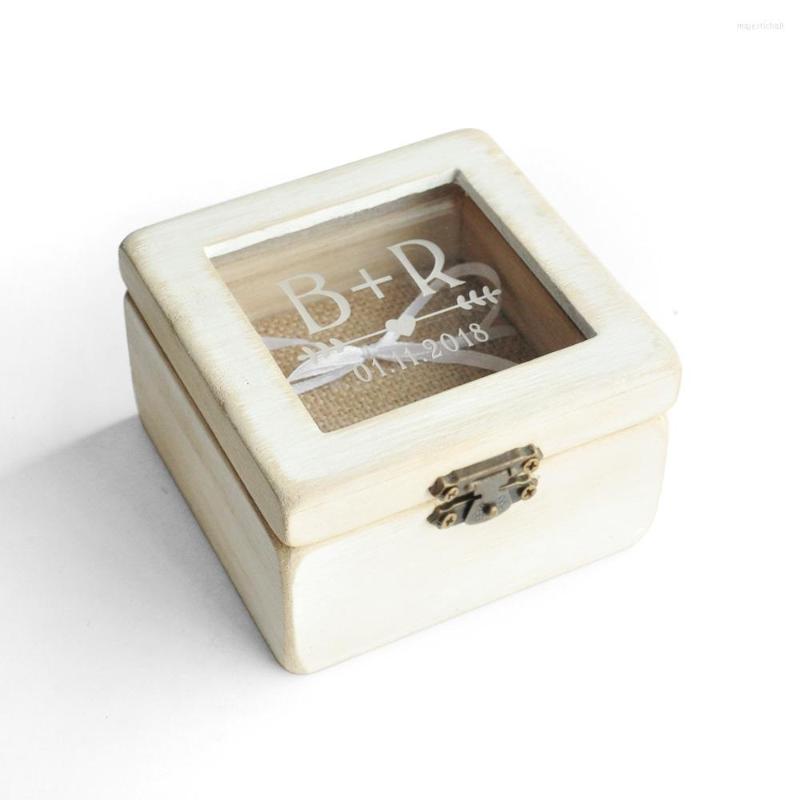 

Jewelry Pouches Personalized Rustic Wedding Ring Bearer Box Wooden Engagement Proposal Holder Bridal Favors