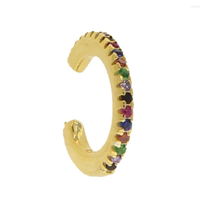 

Backs Earrings High Quality 1 Piece No Piercing Clip On Earring 925 Sterling Silver Rainbow Cz Circle Ear Cuff For Women