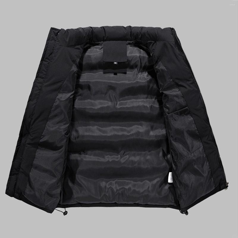 

Men' Down Good Quality Jacket Vest Autumn And Winter Warm Coats Fashion Males Solid Colour Cotton Zip Clothing, Black
