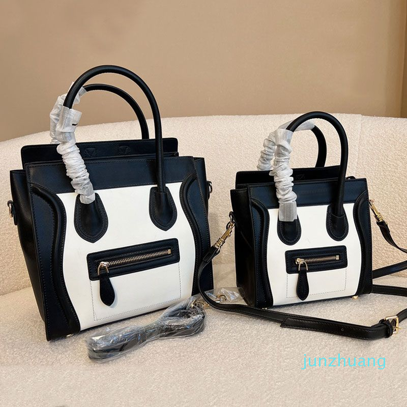 

2022 Mini Tote Bag Nano Crossbody Shopping Bags Smiling Face Handbags Two-tone Small Purse Cowhide Genuine Leather Casual Totes Open Large Capacity Hand Bags