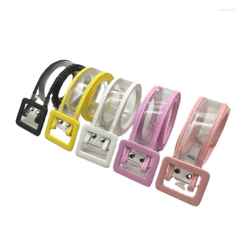 

Belts Fashion Waistband Women Transparent PVC Belt White Color Round Square Shaped Buckle Accessories 105cm