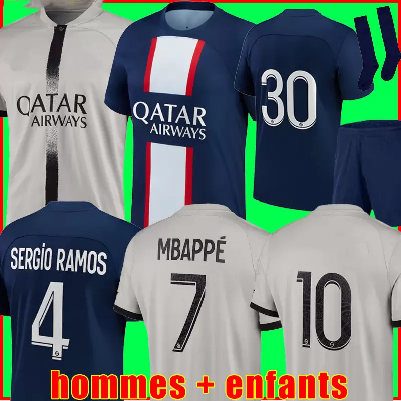

MBAPPE HAKIMI PLAYER #30 soccer jersey SERGIO RAMOS 22 23 Maillots de football world MARQUINHOS VERRATTI pSGS HAKIMI men kids kit shirt uniforms maillot foot third, 22/23 men home + patch2