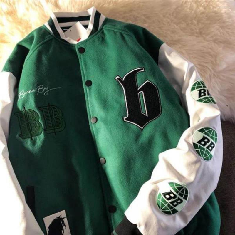 

Women's Jackets Hip Hop Baseball Jacket Thicken Patchwork Embroidery Streetwear Couple Tops Oversized Bomber Coat Grunge Women Unisex, Black