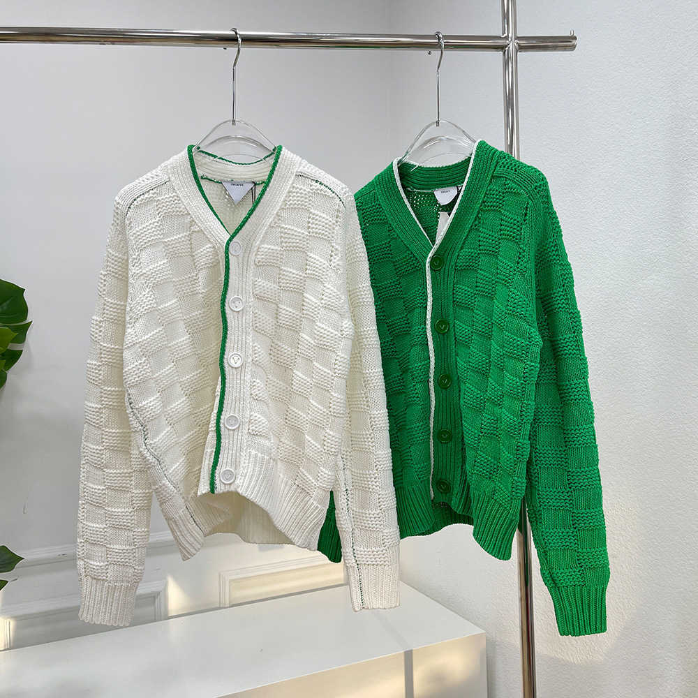 

Women' Jackets autumn winter designer V-neck single breasted long sleeve Bigsize contrast color women' cardigan sweater, White