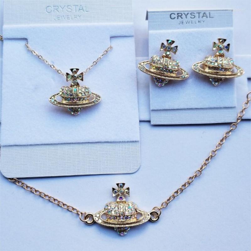 

Necklace Earrings Set Classic Cross Heart Annulus Gorgeous Rainbow Rhinestone Fashion Jewelry Earring Bracelet Drop Gift Quality, Picture shown