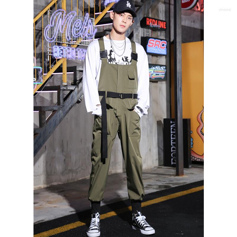 

Men's Pants Fashion Men's Safari Style Overalls Loose Casual Military Green Black With Belt B60