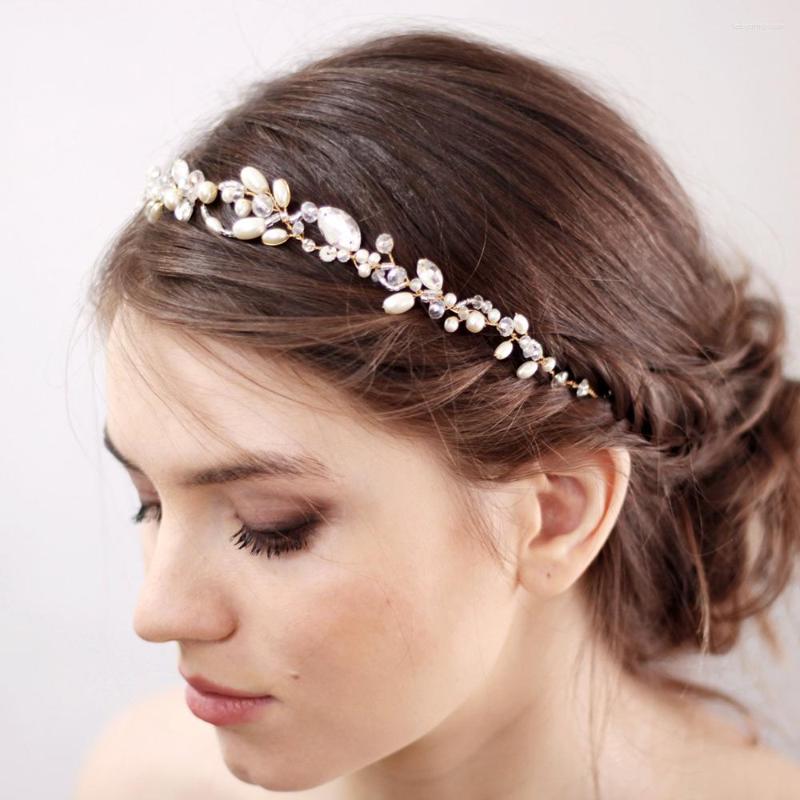 

Headpieces Women Romantic Wedding Headbands Crystal Rhinestone Handmade Hairband Gold Diadem Bridal Headdresses For Hair Accessories