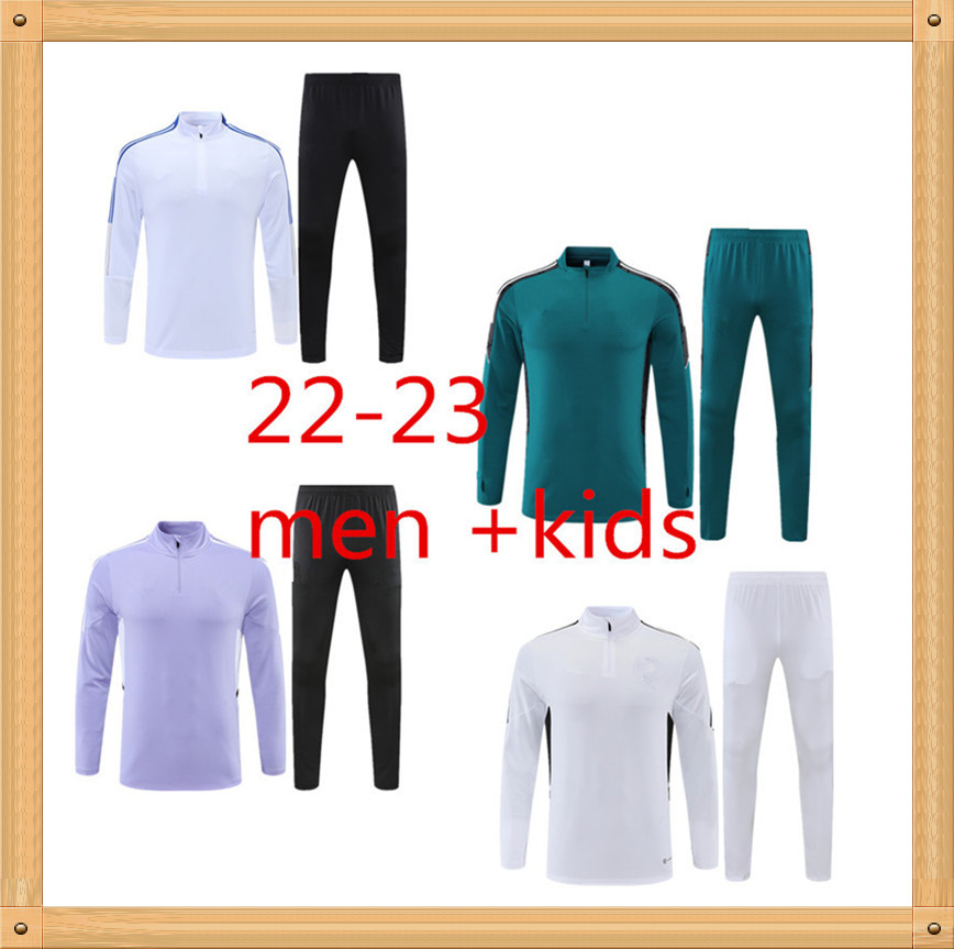 

TOP 22 23 Real madrids TRACKSUIT set madrides TRAINING suit soccer jersey BENZEMA men and kids HAZARD ASENSIO MODRIC football kit chandal futbol survetement, Gray
