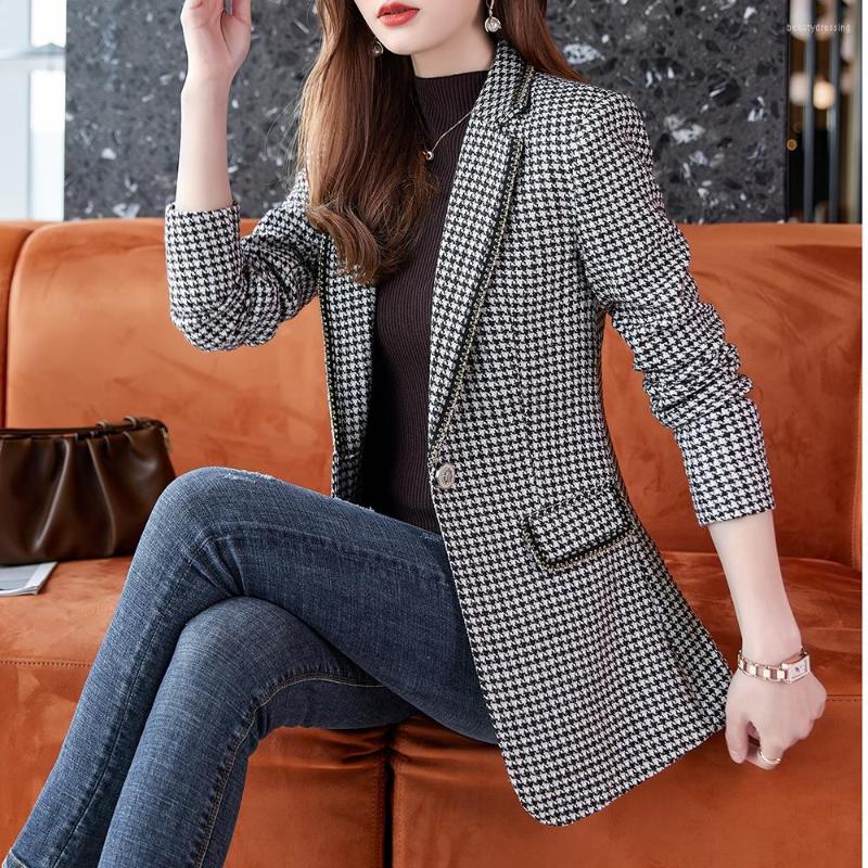

Women' Suits 2022 Designer Ladies Blazer Jacket Women' Slim Temperament Plaid Size -4XL Coat, Black