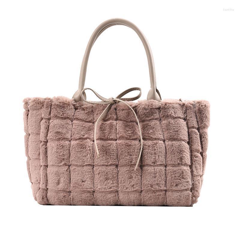 

Evening Bags Women Handbags Overlarge Tote Bag Fluffy Soft Plush 22446, Black