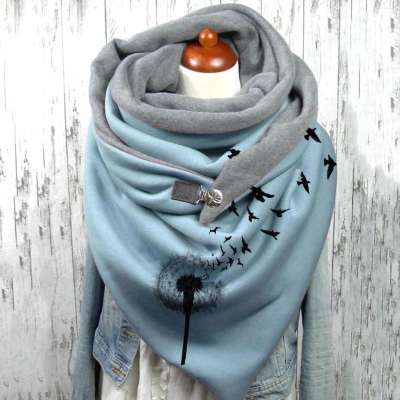

Scarves Fashion Women 2022 Warm Winter Printing Button Soft Wrap Casual Shawls Foulard Femme