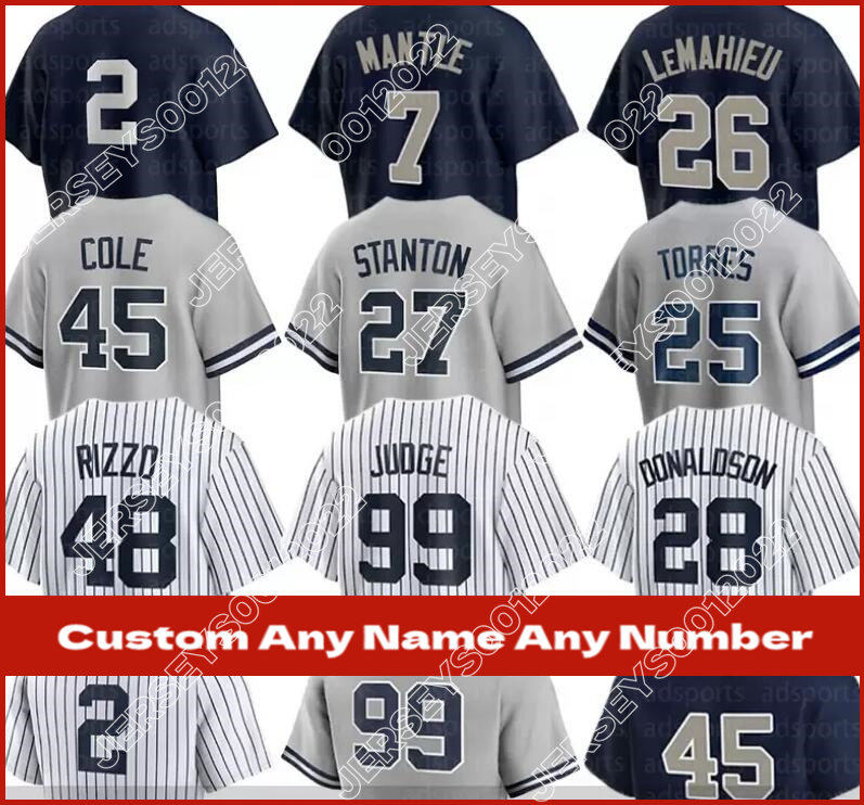

99 Aaron Judge Baseball Jersey 2 Derek Jeter 45 Gerrit Cole 25 Gleyber Torres Giancarlo Stanton Sanchez YANKEES SABATHIA DJ LEMAHIE Anthony Rizzo Babe Ruth jerseys, Youth cool base(yangji)
