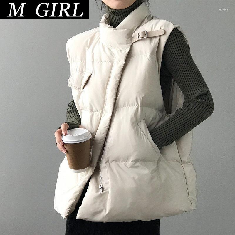 

Women's Vests  GIRLS Autumn Winter Women Waistcoat Vest White Down Cotton Coats Female Jacket Tops Warm Coat Stand Collar Loose Parkas, Black