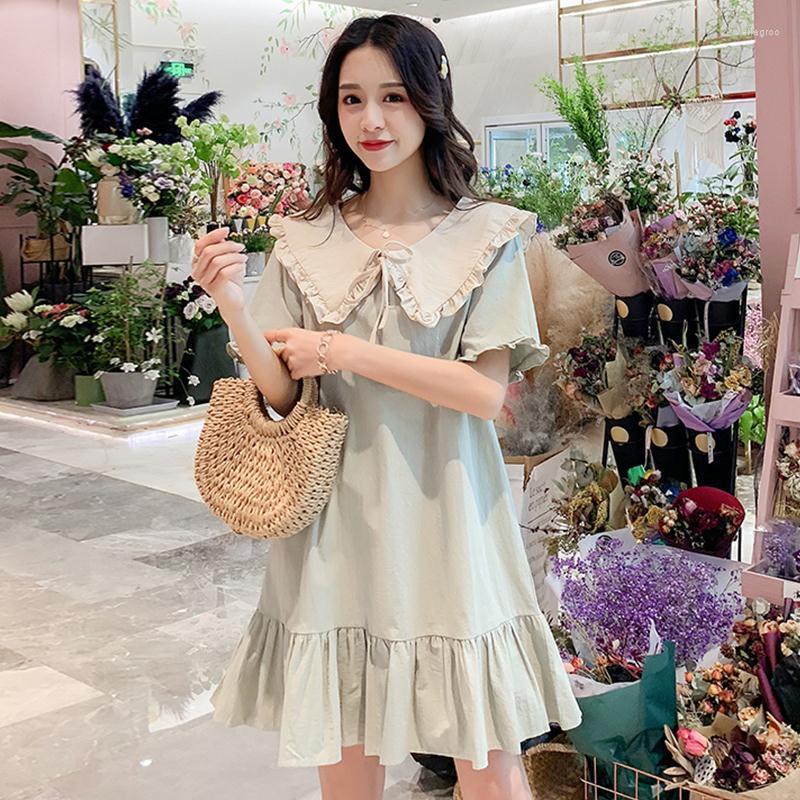 

Casual Dresses Women Short Sleeve Dress Relaxed-Fit Doll Collar Summer Vestido De Mujer, Orange