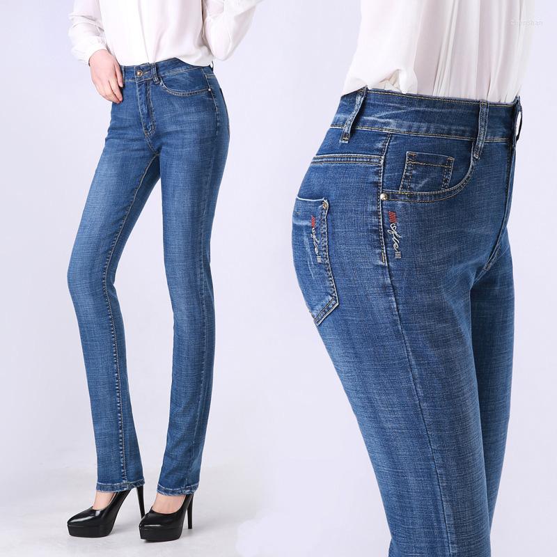 

Women's Jeans Mujer 2022 High Waist Stretch Skinny Woman Plus Size Women Blue Denim Pants Push Up Embroidery Mom