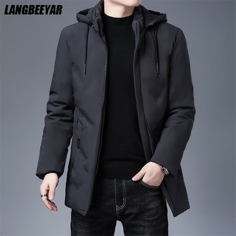 

Men's Down Parkas Top Quality Brand Hooded Casual Fashion Long Thicken Outwear Parkas Jacket Men Winter Windbreaker Coats Men Clothing 221010, Black