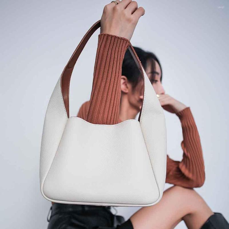 

Evening Bags Motingsonme Fashion Cowhide Leather Bucket For Women First Layer Genuine Luxury Designer Bag Female Handbags 2022, Beige