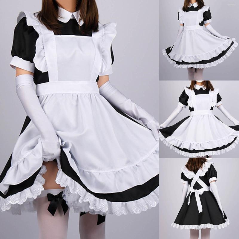 

Casual Dresses Women' Costume Has 6PC 1PC Dress Apron 2PC Hair Hoop Socks Gloves Pure Want Little Cos Cute, Black